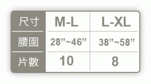 安護全功能成人紙尿褲 尺寸表 安護全功能成人紙尿褲 尺寸表